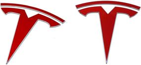 img 2 attached to 🔴 Gloss Red Custom Cut Graphics Logo Decal Wrap | Tesla Model Y | 4-piece Set