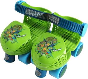 img 2 attached to 🐢 Get Turtle-Powered Fun with PlayWheels Teenage Mutant Ninja Turtles Roller Skates and Knee Pads in Green/Blue, Junior Size 6-12