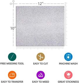 img 2 attached to 🎨 TILON PU Heat Transfer Vinyl 12”×10” with Teflon Sheet: Glitter HTV Bundle for DIY Projects, 10 Assorted Colors – Perfect for Cricut, Silhouette Cameo, Heat Press