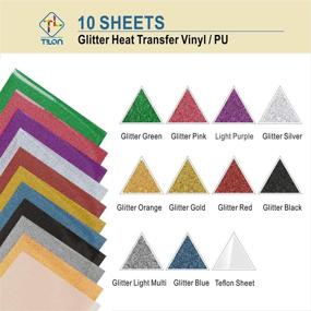 img 3 attached to 🎨 TILON PU Heat Transfer Vinyl 12”×10” with Teflon Sheet: Glitter HTV Bundle for DIY Projects, 10 Assorted Colors – Perfect for Cricut, Silhouette Cameo, Heat Press