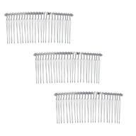 set of 3 silver hair combs for wedding bridal veil, accessory crafts - 4 inch twist wire design logo