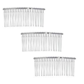 img 4 attached to Set of 3 Silver Hair Combs for Wedding Bridal Veil, Accessory Crafts - 4 Inch Twist Wire Design