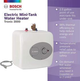 img 3 attached to 🚿 Электрический мини-бойлер для воды Bosch Tronic 3000 T объемом 2,5 галлона (ES2.5) - мгновенное решение для горячей воды - удобные варианты крепления для удобства.