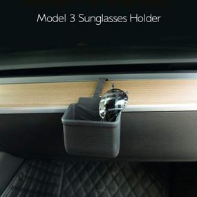 img 3 attached to Organize Your Tesla Model 3 Model Y with this Black Air Vent Organizer - Includes Sunglasses Holder, Cell Phone Pocket Pouch, Coin Key Case, and Hook