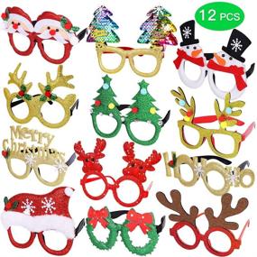 img 3 attached to Set of 12 Sparkling Christmas Glasses Frames for Festive Parties and Photo Booths - Max Fun Glitter Eyeglasses Decoration, Holiday Favors (One Size Fits All)