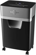 bonsen s3102: 15-sheet heavy duty cross-cut paper shredder with 30-minute running time, high security p-4, quiet operation, credit card shredding, pull-out basket and casters for office use - black, 5.3 gallons capacity logo
