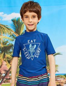 img 1 attached to PHIBEE Boys' Short Sleeve Swimwear with Sun Protection - Perfect for Swimming