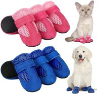 🐾 breathable dog boots - geyoga 8 pieces mesh dog shoes with adjustable straps, non-slip soft sole for small and medium sized dogs, paw protector boots for daily walking логотип