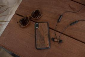 img 1 attached to 🎧 Беспроводные наушники Reveal Shop Wood Bluetooth с магнитным креплением: надежная посадка в ушной раковине, спортивные наушники с микрофоном и контролем громкости - ореховое дерево.