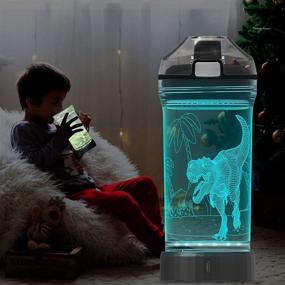 img 1 attached to 🦖 Light-Up Dinosaur Water Bottle - 14 oz BPA-Free Tritan - Fun Kids Travel Cup with Glowing 3D LED Light - Perfect School Gift for Boys - Ideal for Camping, Picnics, and Holidays