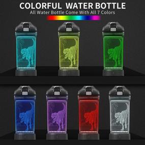 img 3 attached to 🦖 Light-Up Dinosaur Water Bottle - 14 oz BPA-Free Tritan - Fun Kids Travel Cup with Glowing 3D LED Light - Perfect School Gift for Boys - Ideal for Camping, Picnics, and Holidays