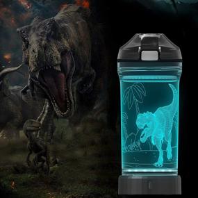 img 2 attached to 🦖 Light-Up Dinosaur Water Bottle - 14 oz BPA-Free Tritan - Fun Kids Travel Cup with Glowing 3D LED Light - Perfect School Gift for Boys - Ideal for Camping, Picnics, and Holidays