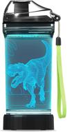 🦖 light-up dinosaur water bottle - 14 oz bpa-free tritan - fun kids travel cup with glowing 3d led light - perfect school gift for boys - ideal for camping, picnics, and holidays logo