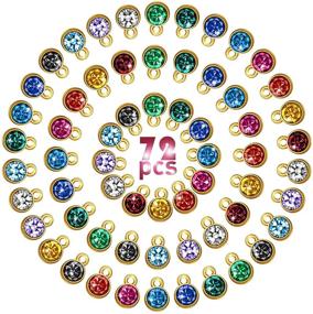 img 4 attached to 📿 72-Piece Crystal Birthstone Charms DIY Beads Pendant Set: Handmade Round Crystal Charm for Jewelry Making - 7mm, 12 Colors on Golden Base