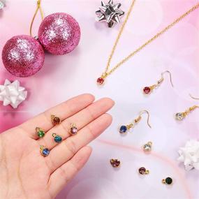 img 3 attached to 📿 72-Piece Crystal Birthstone Charms DIY Beads Pendant Set: Handmade Round Crystal Charm for Jewelry Making - 7mm, 12 Colors on Golden Base