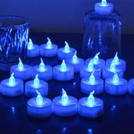 🕯️ flameless led tealight set - 12 realistic blue flickering candles with timer for halloween, wedding, christmas, and home decor логотип