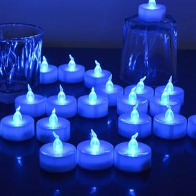 img 4 attached to 🕯️ Flameless LED Tealight Set - 12 Realistic Blue Flickering Candles with Timer for Halloween, Wedding, Christmas, and Home Decor