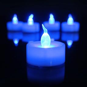 img 3 attached to 🕯️ Flameless LED Tealight Set - 12 Realistic Blue Flickering Candles with Timer for Halloween, Wedding, Christmas, and Home Decor