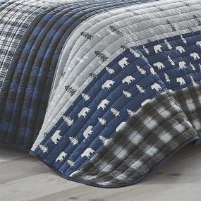 img 3 attached to Коллекция постельного белья Eddie Bauer Home Blue Creek: Набор легкого одеяла-покрывала из 100% хлопка с соответствующими подушками - предварительно выстирано для дополнительного комфорта - постельное белье цвета темно-синий размера Queen