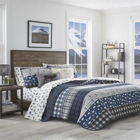 img 4 attached to Eddie Bauer Home Blue Creek Collection: 100% Cotton Lightweight Quilt Bedspread Set with Matching Shams - Pre-Washed for Extra Comfort - Queen Size Navy Bedding