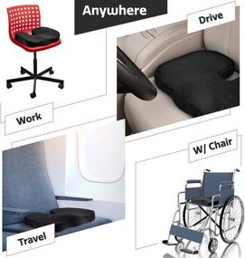 img 3 attached to 🪑 Ultimate Comfort Seat Cushion for Car and Office Chair - Gel-Enhanced Memory Foam, Ergonomic Design, Sciatica and Back Pain Relief, Large Size - Black