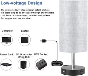 img 3 attached to 💡 Enhance Your Bedroom with our Touch Control Table Lamp: Stepless Dimmable, USB Ports, Silver Fabric Shade & Wood Base (LED Bulb Included)