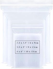 img 4 attached to 300 Pack Clear Resealable Jewelry Bags - 3 Sizes | Small Zipper Bags for Beads, Games Board | 2 Mil Clear Plastic | 2.4 x 3.5/3.5 x 5/4 x 6 Inch