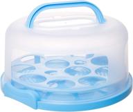 🎂 red co. 11 inch cake & cupcake muffin carrier holder: convenient collapsible handles, blue tray/clear lid логотип