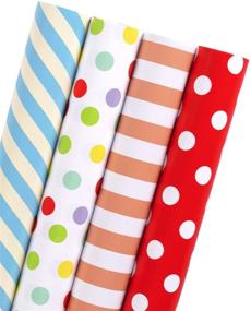 img 4 attached to 🎁 Premium WRAPAHOLIC Wrapping Paper Rolls - Versatile Stripes and Polka Dots Print for Perfect Present Presentation - Includes 4 Rolls - Convenient Cut Lines - Ideal for Birthdays, Holidays, and Baby Showers - Each Roll Measures 30 inch X 120 inch