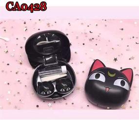 img 3 attached to 🐱 0428Black Anime Cute Cat Contact Lens Case - Travel Box with Mirror, Bottle, Tweezers & Holder
