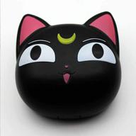 🐱 0428black anime cute cat contact lens case - travel box with mirror, bottle, tweezers & holder logo