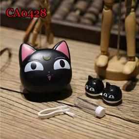 img 2 attached to 🐱 0428Black Anime Cute Cat Contact Lens Case - Travel Box with Mirror, Bottle, Tweezers & Holder