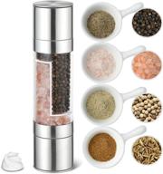 🧂 erkiu 2-in-1 stainless steel salt and pepper grinder with adjustable ceramic rotor - ideal for sea salt, black pepper - perfect for home, kitchen, and barbecue logo