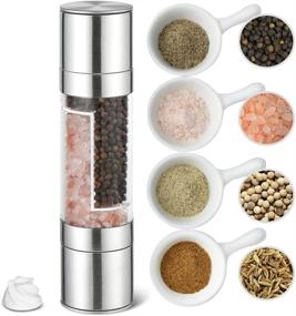 img 4 attached to 🧂 ERKIU 2-in-1 Stainless Steel Salt and Pepper Grinder with Adjustable Ceramic Rotor - Ideal for Sea Salt, Black Pepper - Perfect for Home, Kitchen, and Barbecue