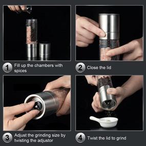 img 1 attached to 🧂 ERKIU 2-in-1 Stainless Steel Salt and Pepper Grinder with Adjustable Ceramic Rotor - Ideal for Sea Salt, Black Pepper - Perfect for Home, Kitchen, and Barbecue