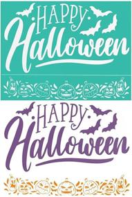 img 1 attached to 🎃 Halloween Letter Silk Screen Transfers - Silk Screen Adhesive Stencils for DIY Art Supplies, Wall, Floor, Craft, Wood Drawing, Tracing - Perfect for Spooky Decor - She Love (Happy Halloween)