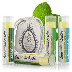 img 4 attached to 🐝 BeeNakedBalm Organic Lip Balm - Mint Lover's Variety 4 Pack - 100% Natural, USA-Made, Gluten Free - Peppermint, Spearmint, Eucalyptus Mint flavors + FREE Cotton Pouch