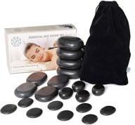 🧘 yommi hot stones for massage premium set: ultimate relaxation with basalt rocks spa professional essential kit - black smooth stone for healing, pain relief, and relaxation - includes storage pouch bag (essential set 20pcs) logo