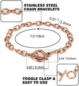 img 3 attached to 🌹 Stylish JIAYIQI 10Pcs Chain Bracelets – Premium Stainless Steel Link Bracelets for Jewelry Making with OT Toggle Clasp Jewelry Findings – Perfect as Women and Girls Gifts in Ravishing Rose Gold