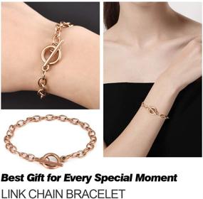 img 1 attached to 🌹 Stylish JIAYIQI 10Pcs Chain Bracelets – Premium Stainless Steel Link Bracelets for Jewelry Making with OT Toggle Clasp Jewelry Findings – Perfect as Women and Girls Gifts in Ravishing Rose Gold