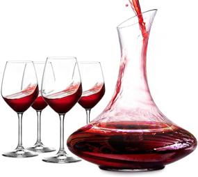 img 4 attached to Premium Wine Decanter Set: 750ml Carafe & 4 Crystal Glasses - Elegant Hand Blown Glassware for Perfect Aeration and Stunning Presentation