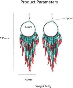 img 1 attached to 🌸 Exquisite Handmade Boho Fringe Statement Earrings for Women - Tassel Chain, Beads, Hoop, and Dream-catcher Design