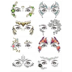 img 4 attached to 🎃 Waterproof Face Temporary Tattoo Stickers - 8 Pack for Halloween, Christmas & Masquerade Parties!
