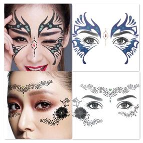 img 3 attached to 🎃 Waterproof Face Temporary Tattoo Stickers - 8 Pack for Halloween, Christmas & Masquerade Parties!