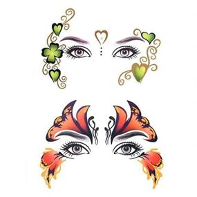 img 2 attached to 🎃 Waterproof Face Temporary Tattoo Stickers - 8 Pack for Halloween, Christmas & Masquerade Parties!