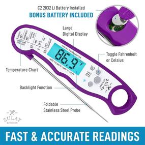 img 3 attached to 🔥 Zulay Instant Read Food Thermometer – Waterproof Digital Meat Thermometer with Backlight, Calibration & Internal Magnetic Mount – Purple