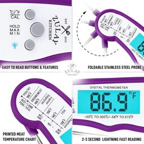 img 1 attached to 🔥 Zulay Instant Read Food Thermometer – Waterproof Digital Meat Thermometer with Backlight, Calibration & Internal Magnetic Mount – Purple