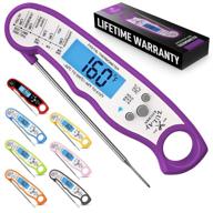 🔥 zulay instant read food thermometer – waterproof digital meat thermometer with backlight, calibration & internal magnetic mount – purple logo