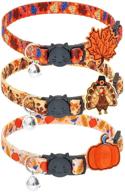 pupteck autumn cat breakaway collar with bell - 3 pack adjustable kitty collars: thanksgiving-themed accessories for cats with autumn element pattern and adorable turkey pumpkin leaves decoration logo