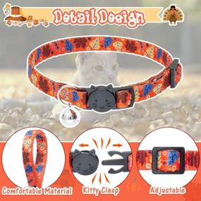 img 2 attached to PUPTECK Autumn Cat Breakaway Collar with Bell - 3 Pack Adjustable Kitty Collars: Thanksgiving-themed Accessories for Cats with Autumn Element Pattern and Adorable Turkey Pumpkin Leaves Decoration